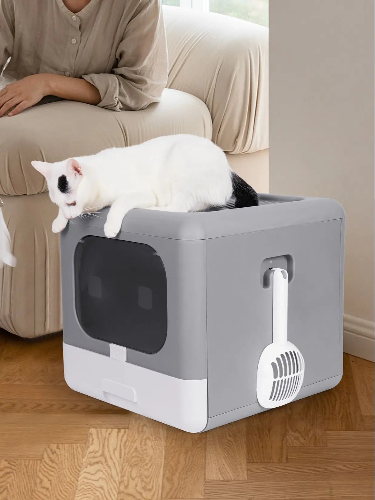 Cat Litter Box Foldable Top Entry