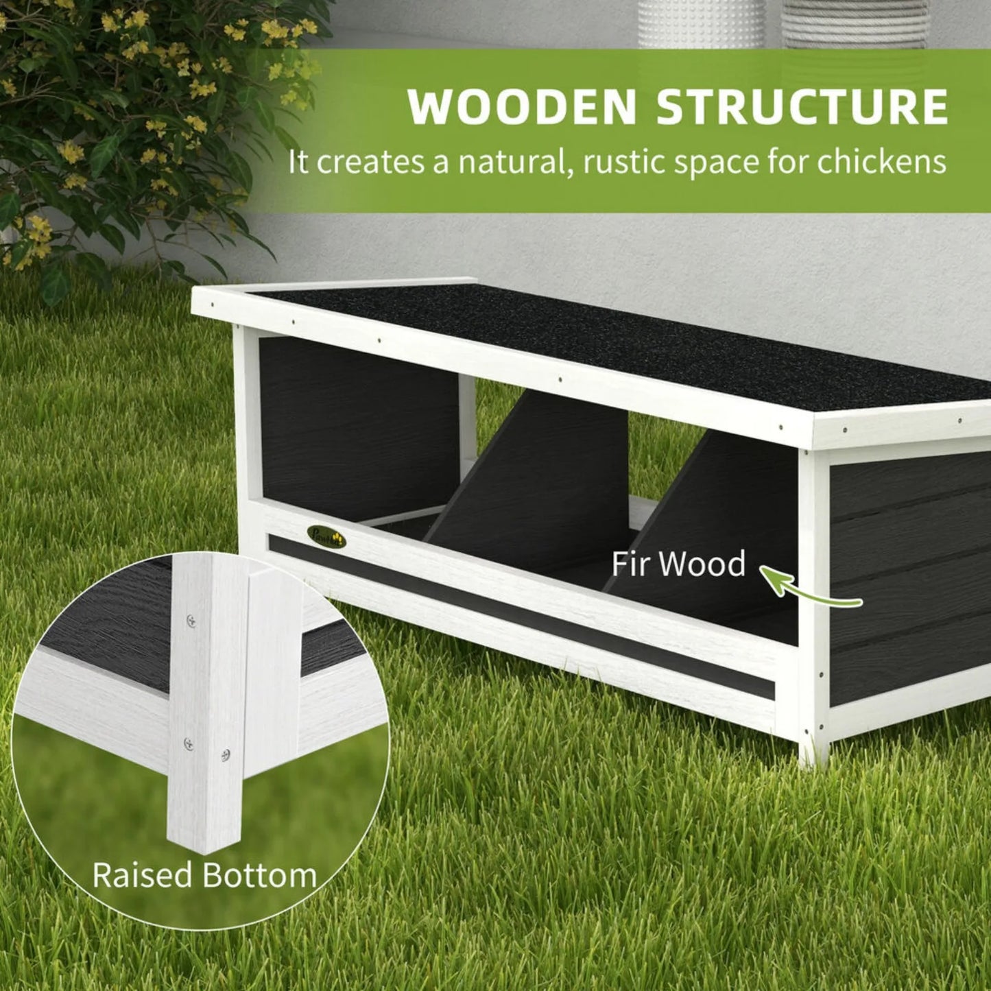 Wood Nesting Boxes 3 Hole Egg Laying Box with Roof