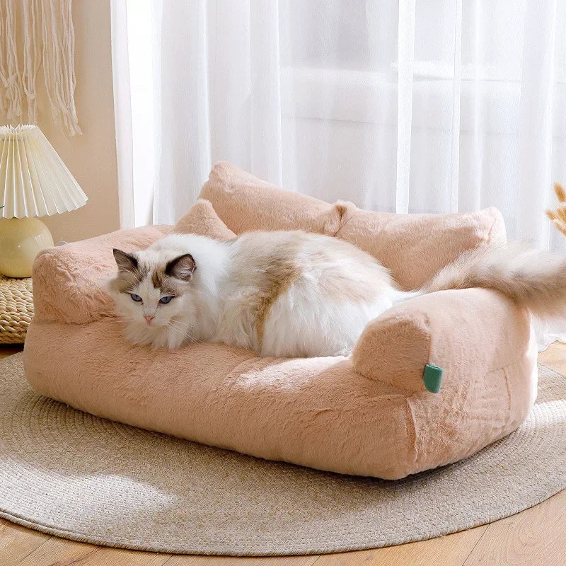 Plush Dog / Cat Sofa Beds: Washable Warm Pet Nest Cat Bed