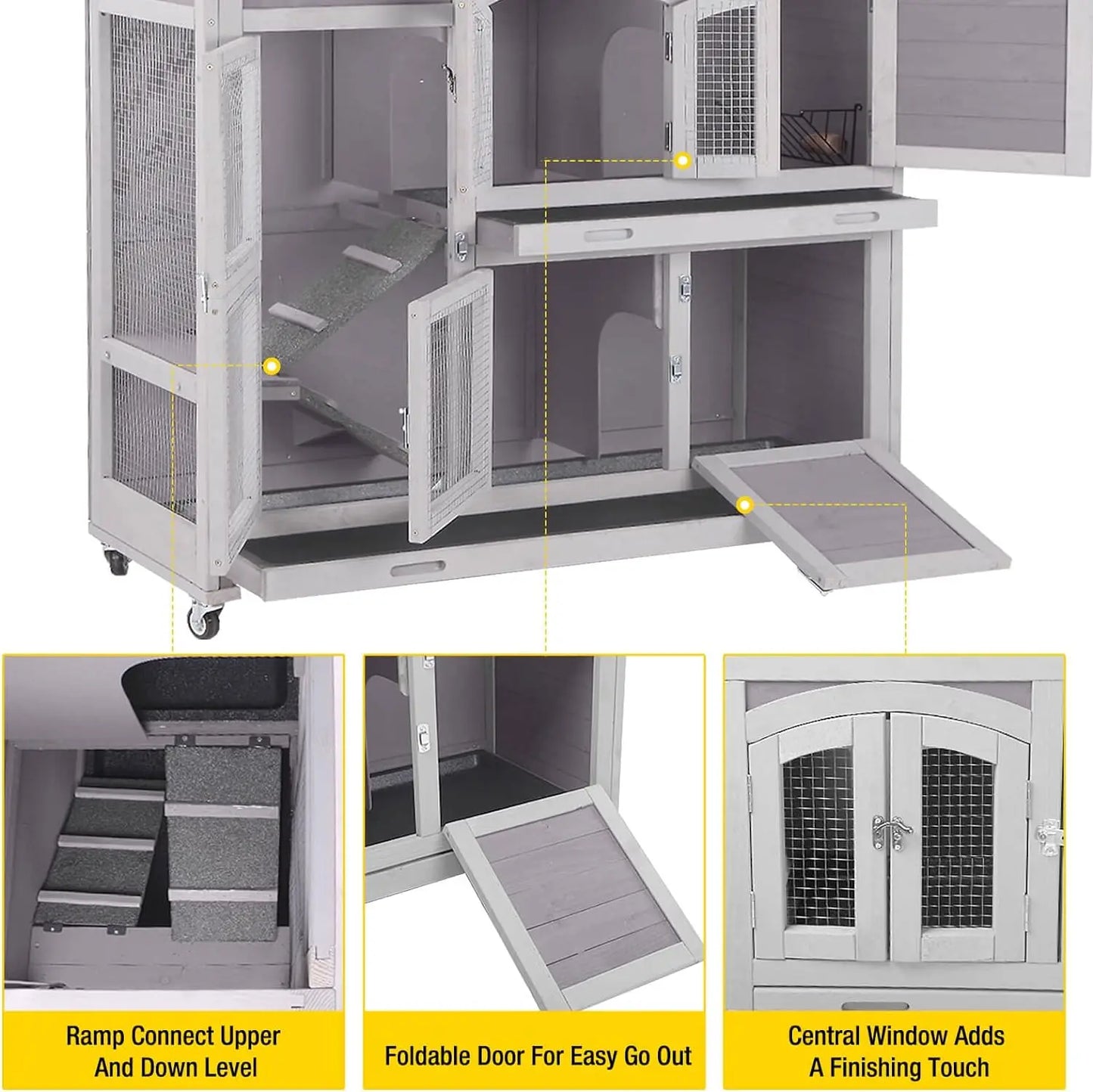 Indoor Rabbit Cage with Wheels