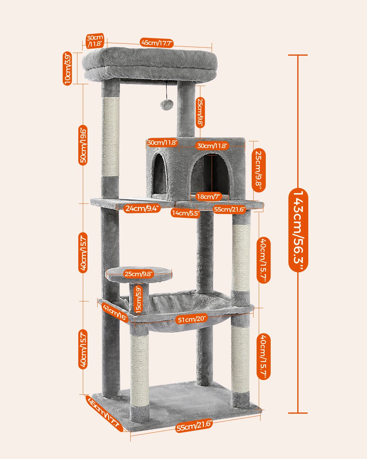 5-Level Cat Tower for Large Cats