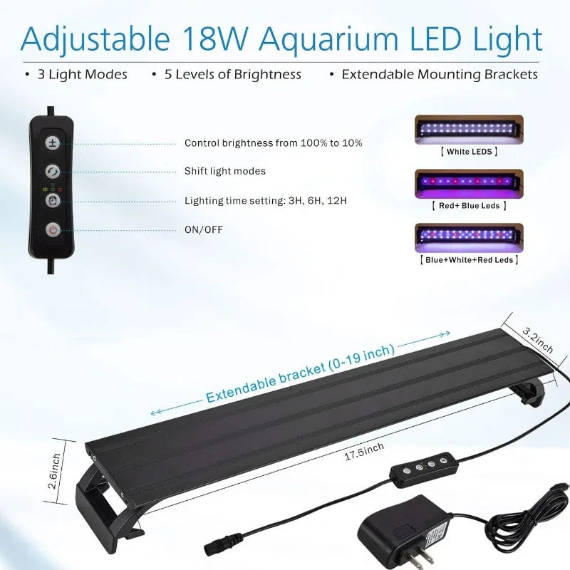 8 Gallon LED Glass Aquarium Kit for Starters with Colored led Light,