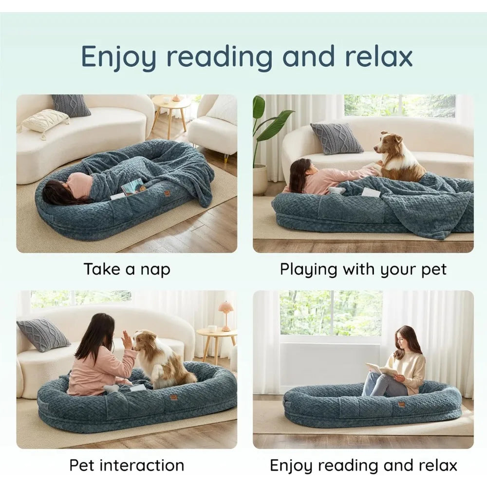 Giant Human Size Dog Bed with Portable Handle