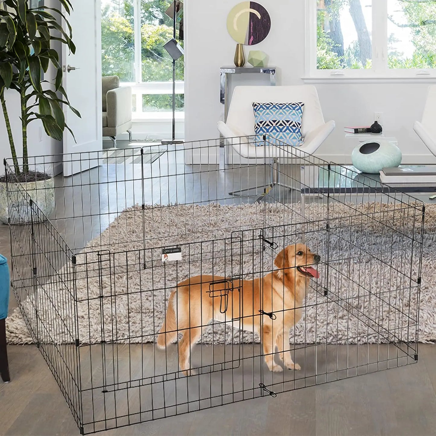 Foldable Metal Exercise Indoor/Outdoor Pen with Door for Dogs