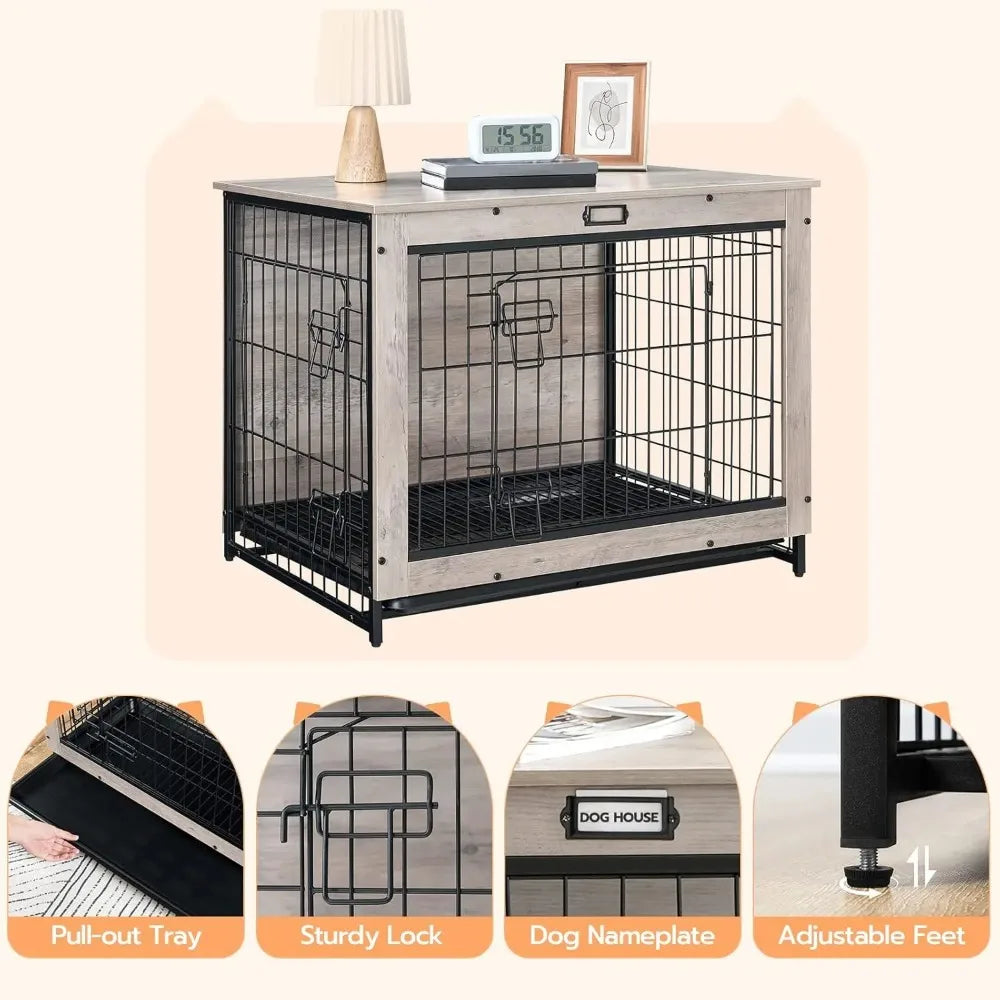 Dog Crate Furniture, 32.5" Medium Indoor Dog Kennel