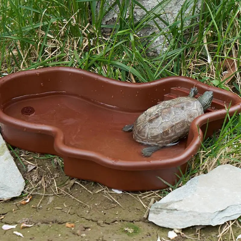 Reptile Bathing Pool Amphibians Accessories with Ramp