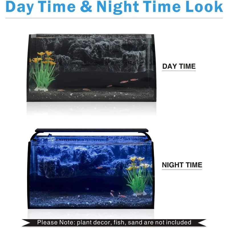 8 Gallon LED Glass Aquarium Kit for Starters with Colored led Light,