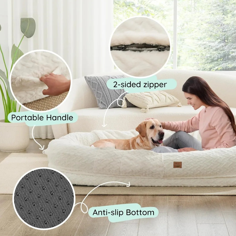 Giant Human Size Dog Bed with Portable Handle