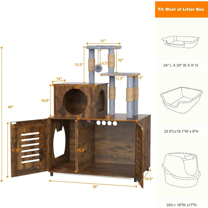 Modern Wooden All-in-one Cat Litter Cabinet