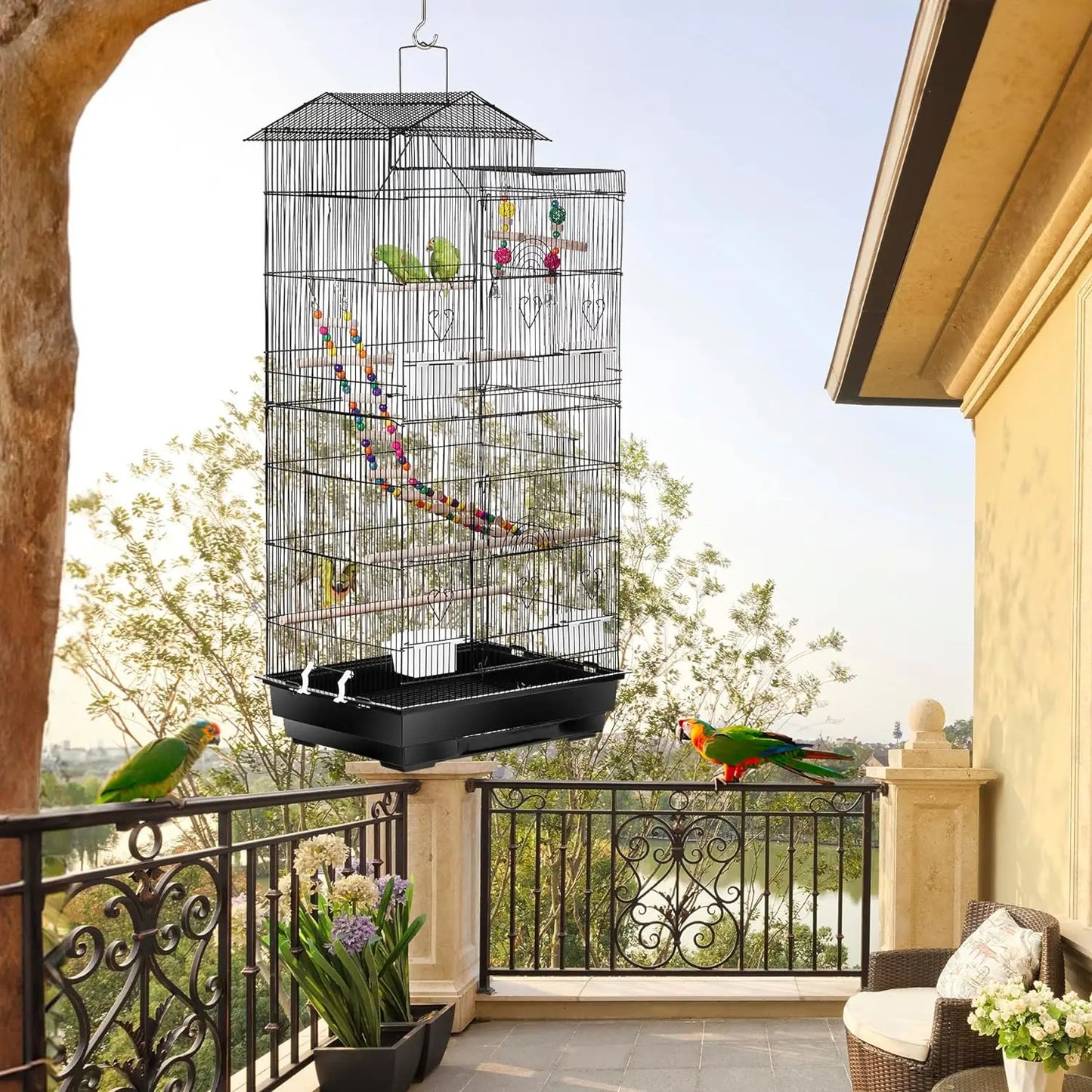 39-inch Roof Top Large Flight Parrot Bird Cage