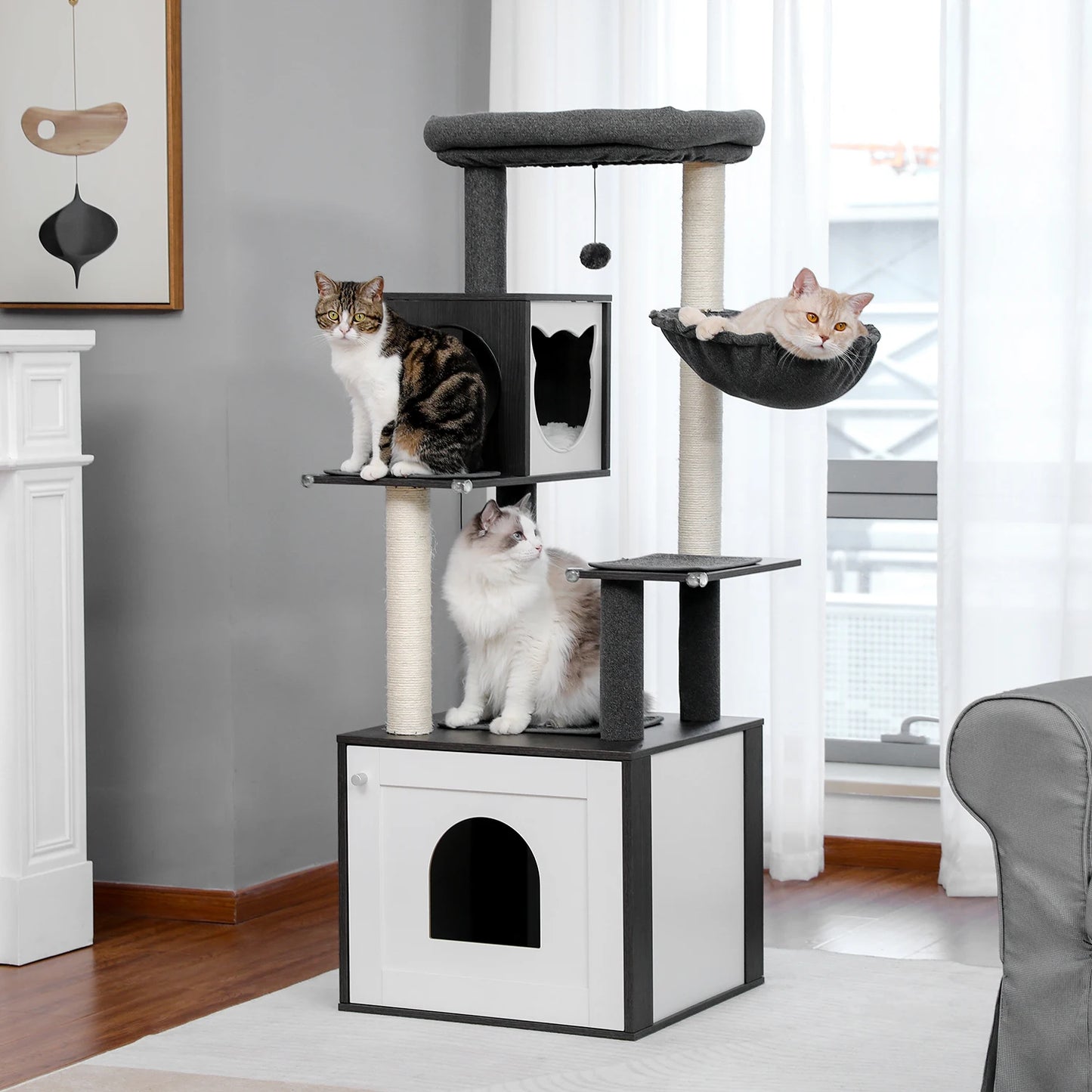 Cat Tree with Litter Box Enclosure