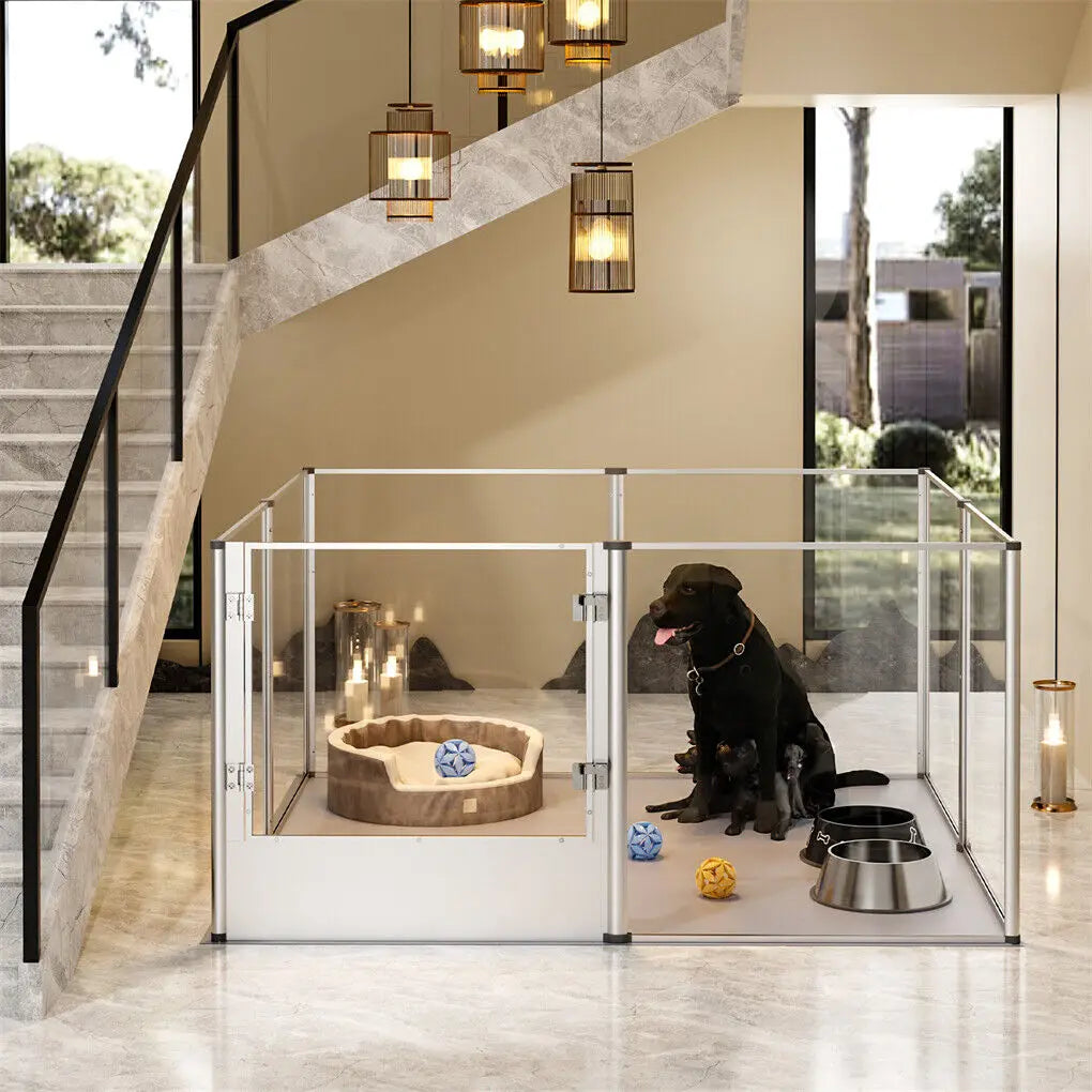 Unique Clear Acrylic Dog Playpen with Waterproof Floor Pad