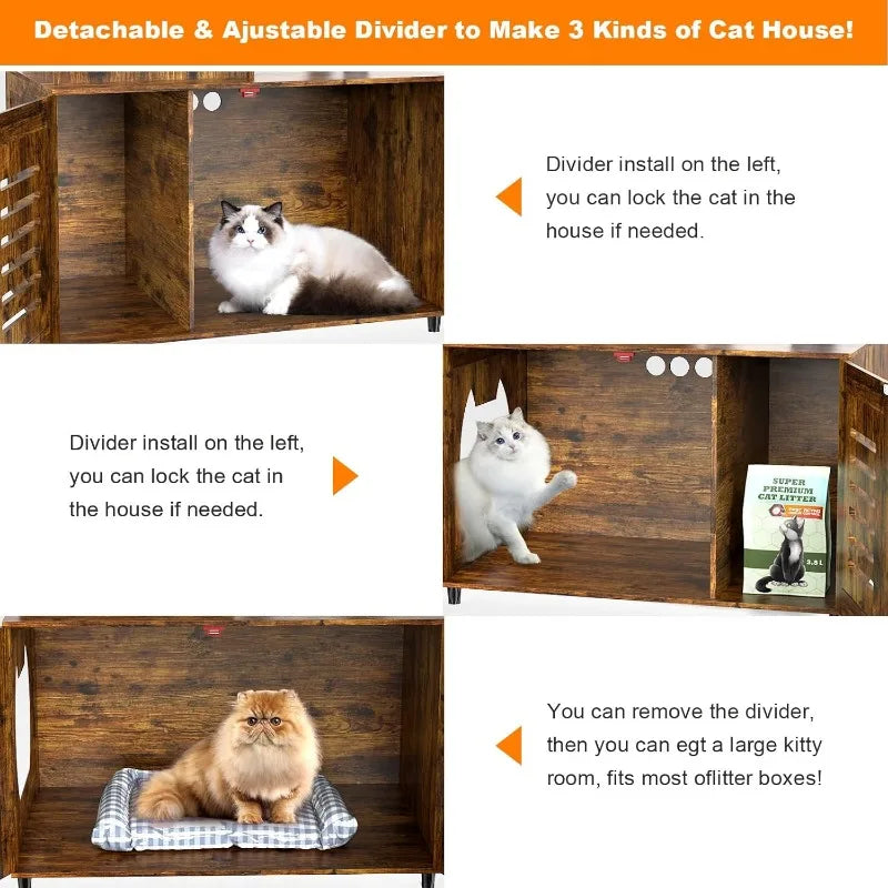 Modern Wooden All-in-one Cat Litter Cabinet