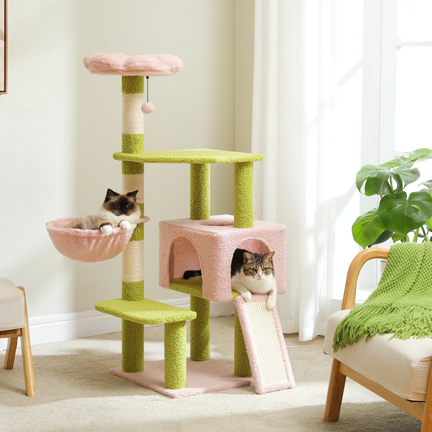 Multi-Level Cat Tower with Covered Scratching Posts