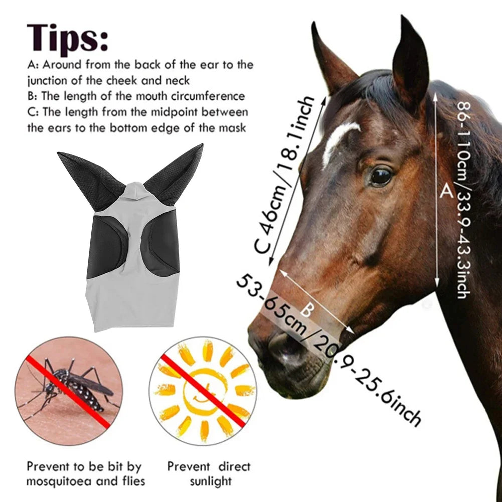 Multicolor Horse Masks Anti-Fly Breathable