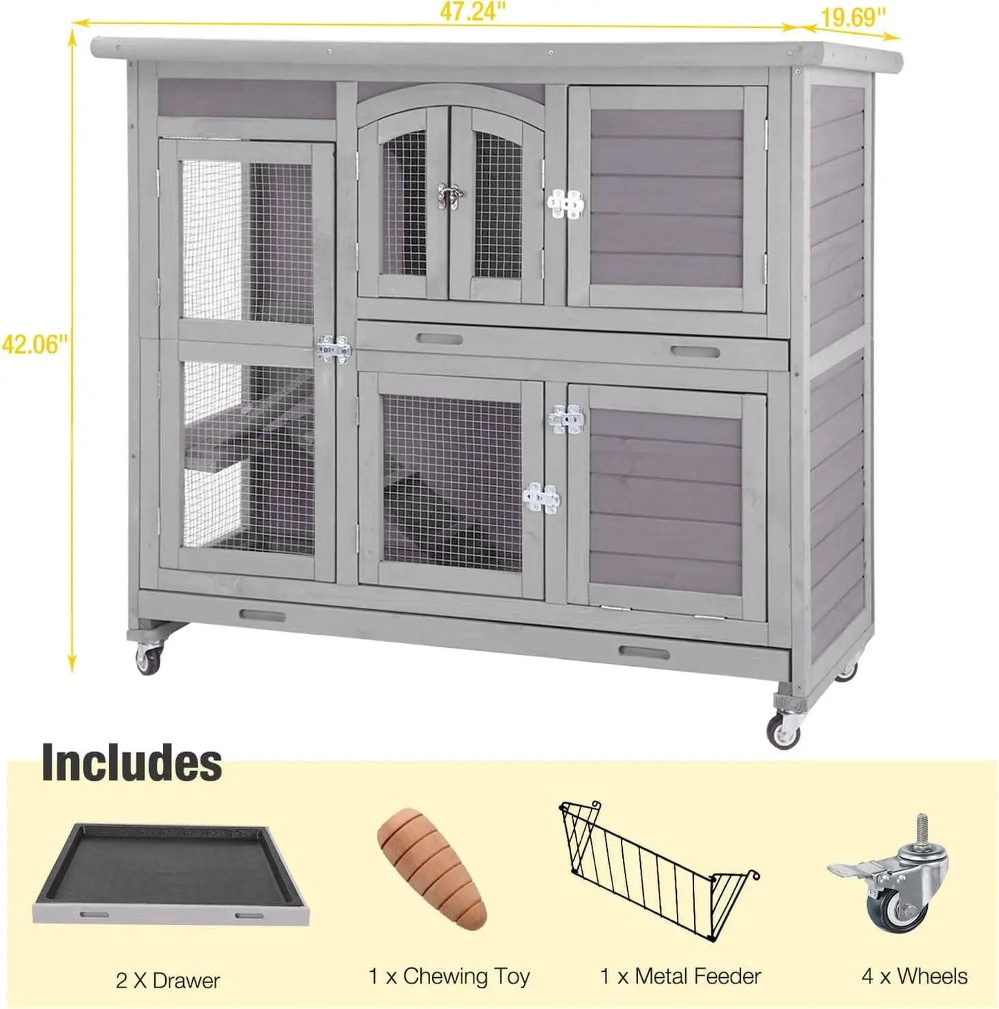 Indoor Rabbit Cage with Wheels