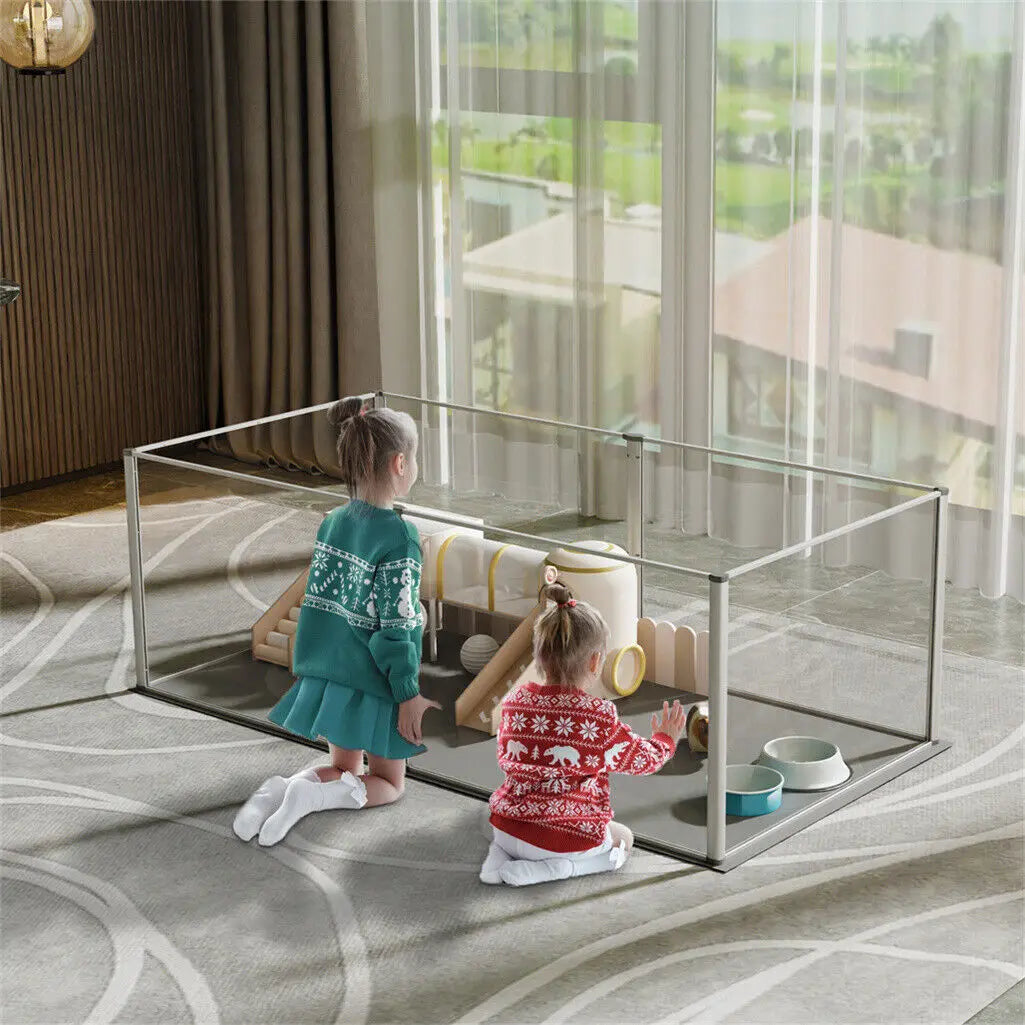 Unique Clear Acrylic Dog Playpen with Waterproof Floor Pad