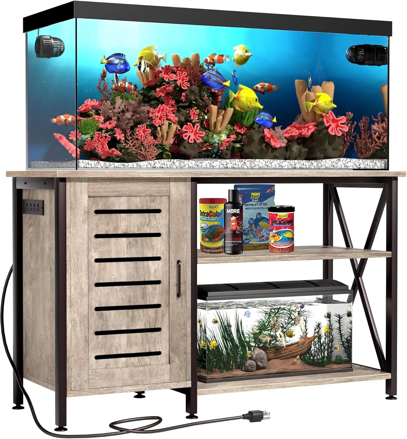 Aquarium Stand with Power Outlets and Cabinet