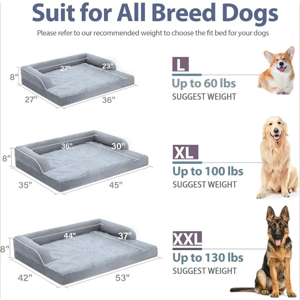 Dog Bed with Bolsters, Removable Washable Cover