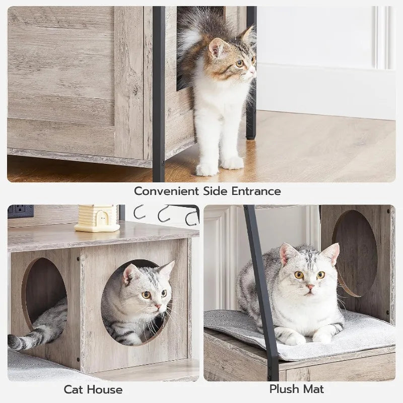 Tall Litter Box Enclosure with 2 Storage Shelves