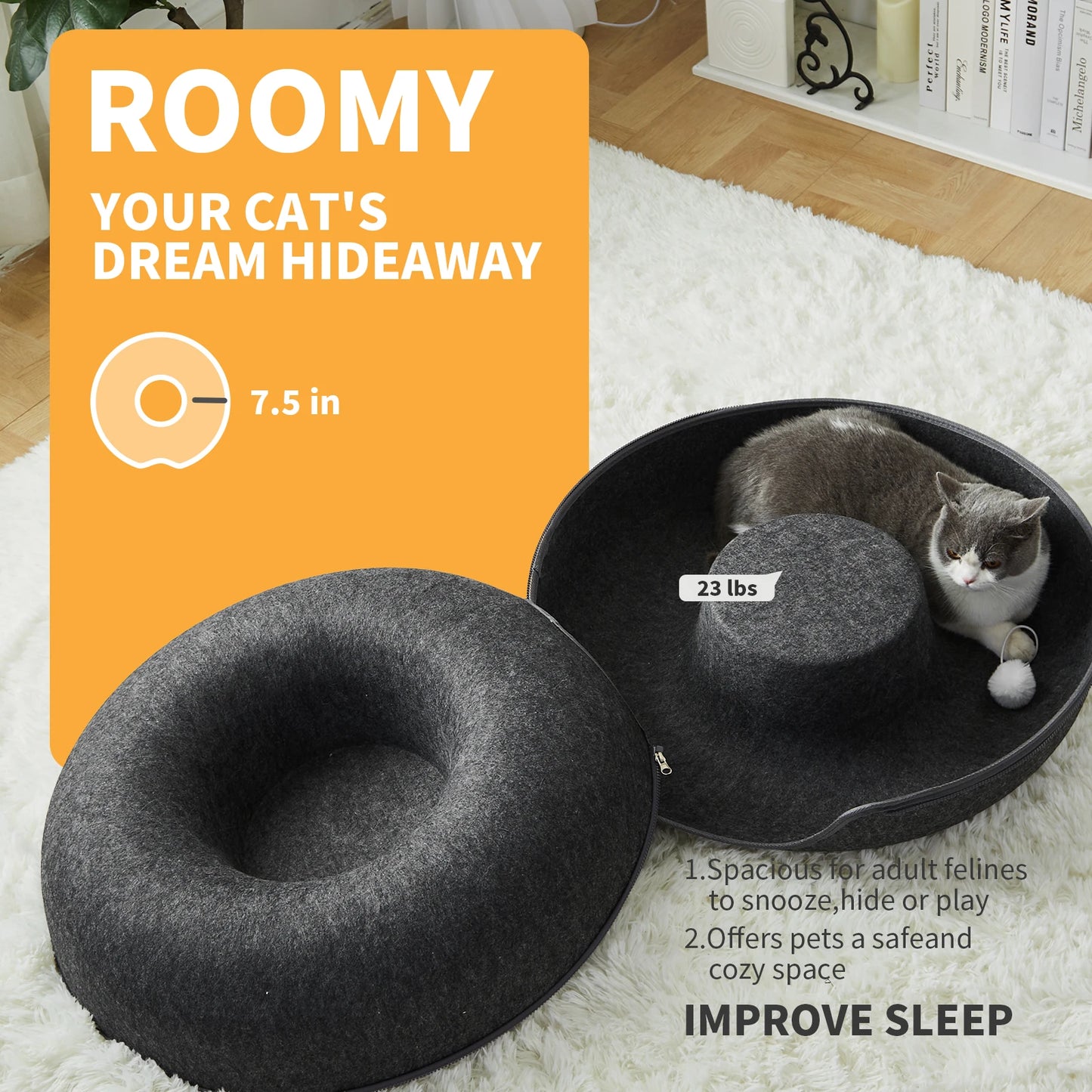 24 Inch Large Donut Cat Bed