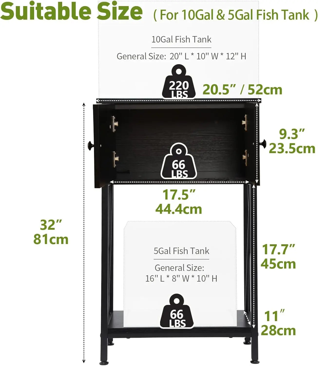 10 Gallon Fish Tank Stand with Cabinet