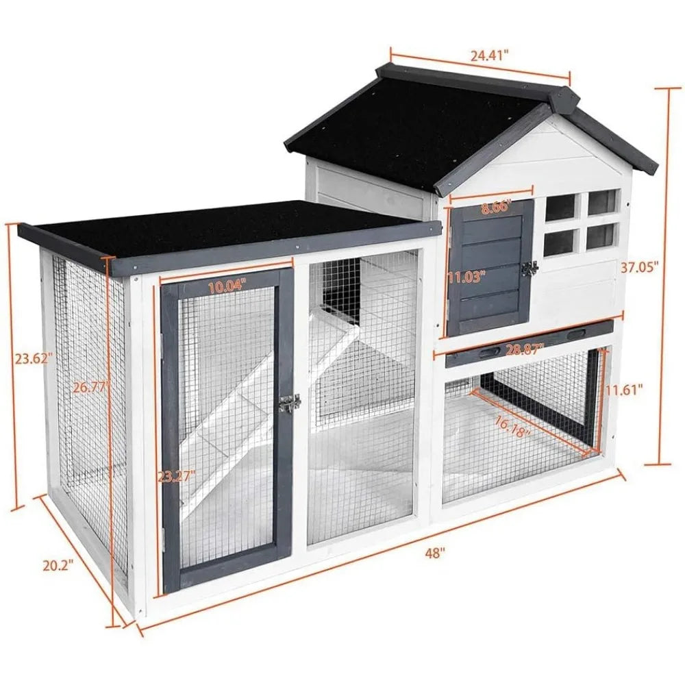 48''L Rabbit Hutch Indoor Outdoor Bunny Cage