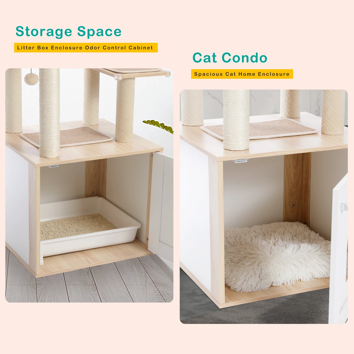 Cat Tree with Litter Box Enclosure