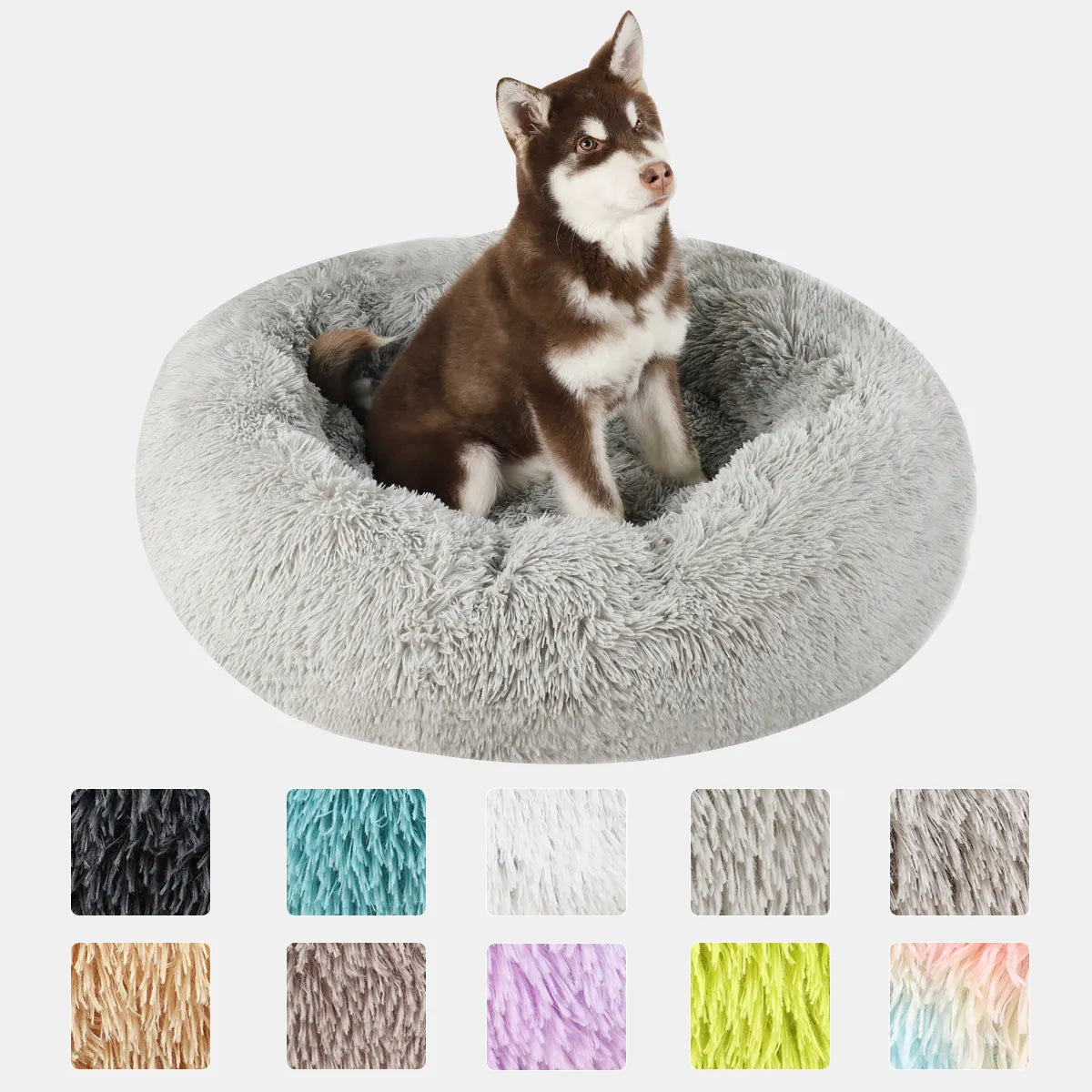 Large Round Basket Plush Beds for Dogs