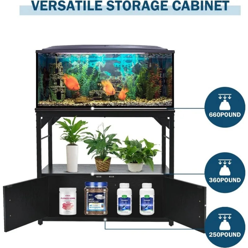 40 Gallon Fish Tank Stand Aquarium With Storage Cabinet