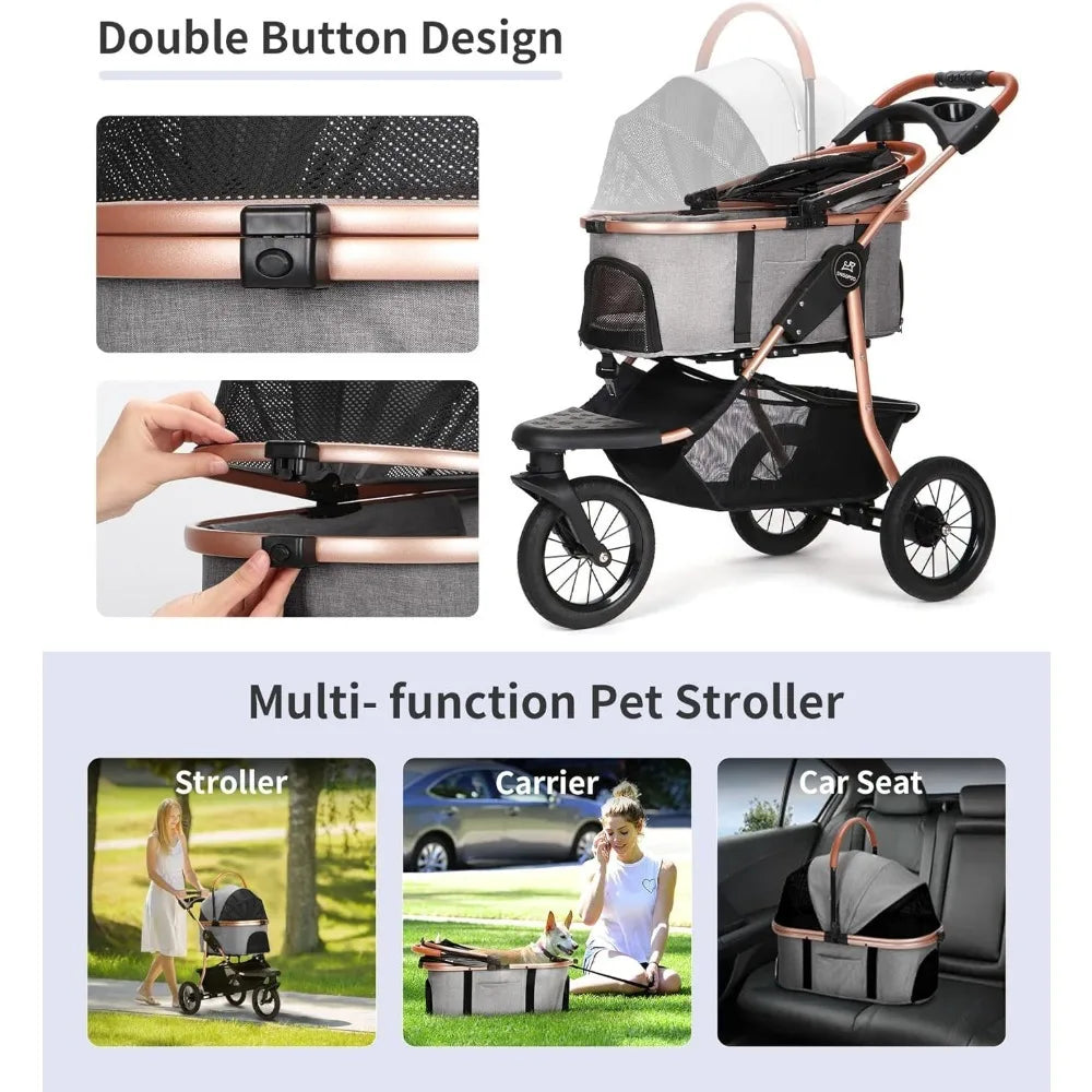 Foldable pet jogging stroller