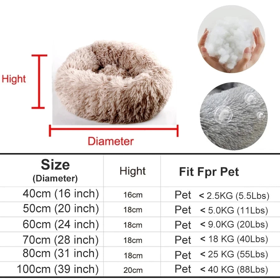 Large Round Basket Plush Beds for Dogs