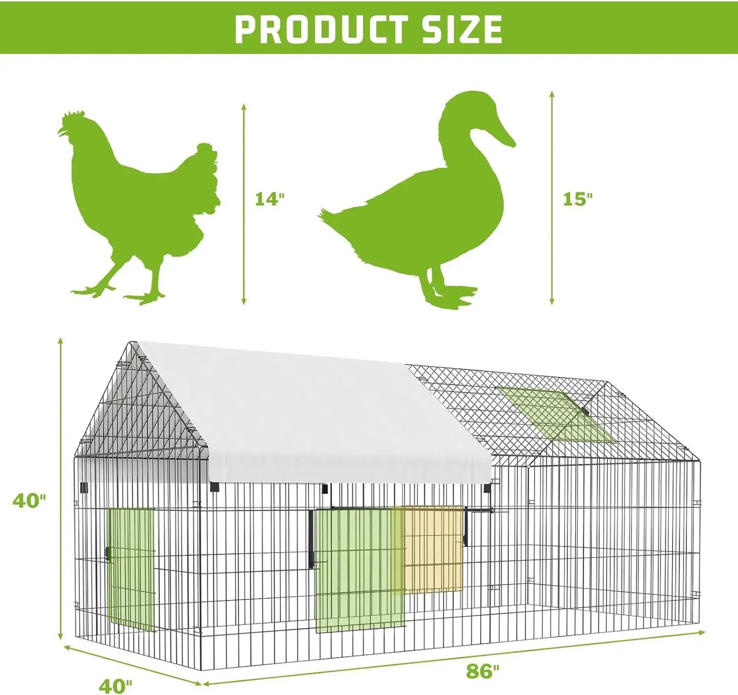 Metal Chicken Run with Waterproof Cover