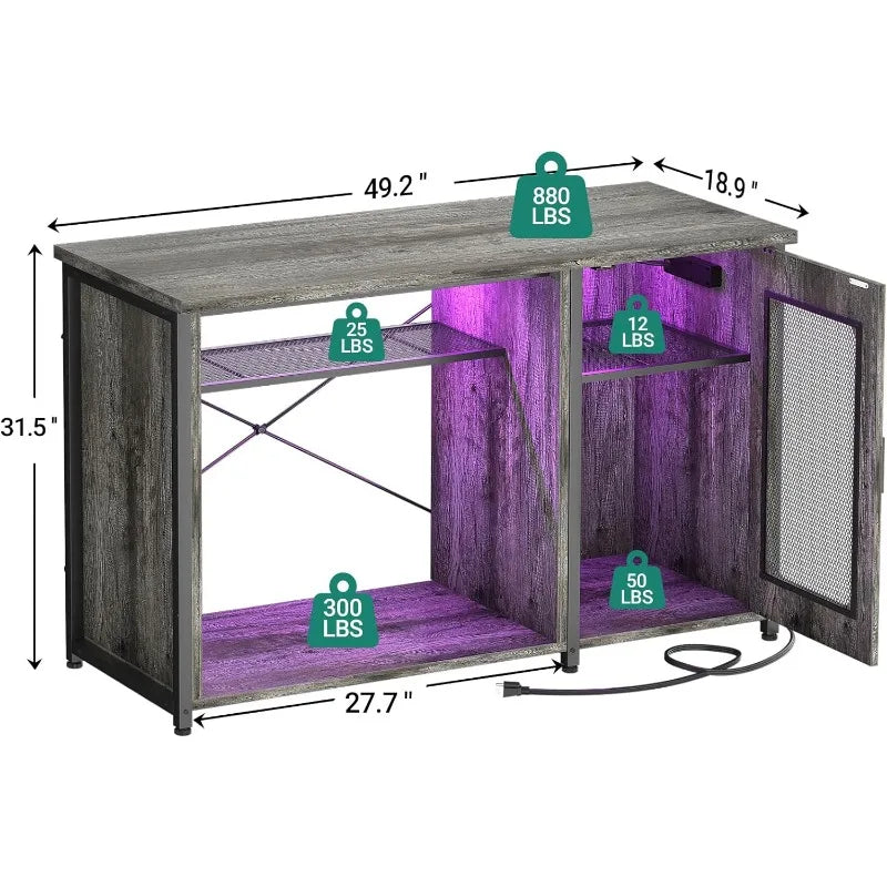 Aquarium Stand with Power Outlets & LED Light