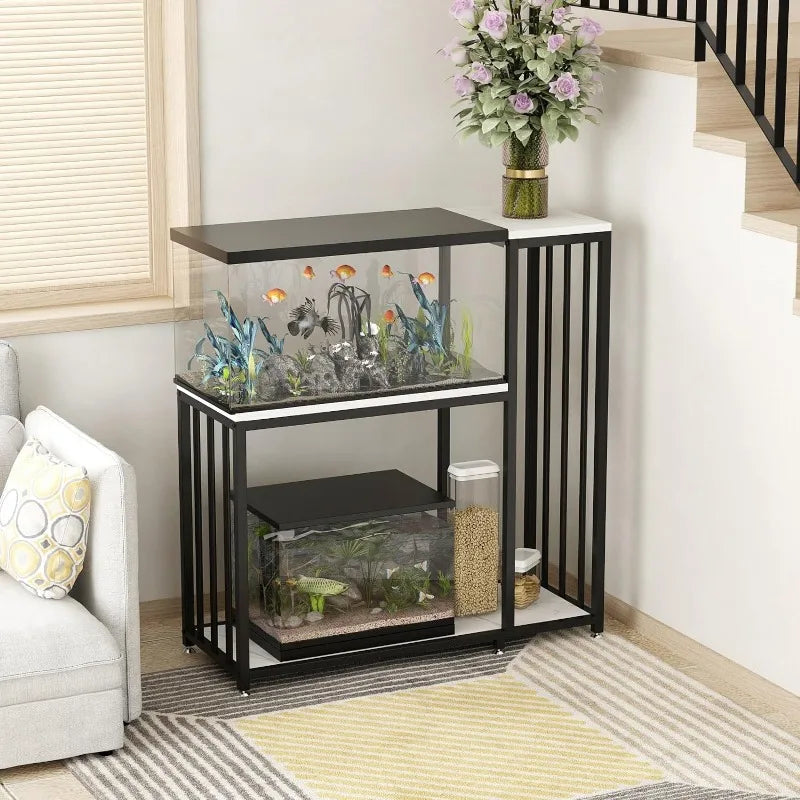 29 Gallon Fish Tank Stand, Metal Aquarium Stand with Shelves