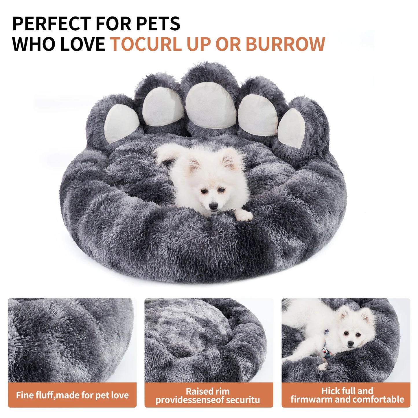 Cozy Paw Shape Warm Dog Bed