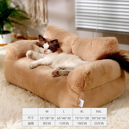 Plush Dog / Cat Sofa Beds: Washable Warm Pet Nest Cat Bed