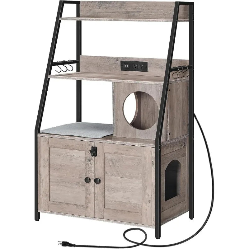 Tall Litter Box Enclosure with 2 Storage Shelves