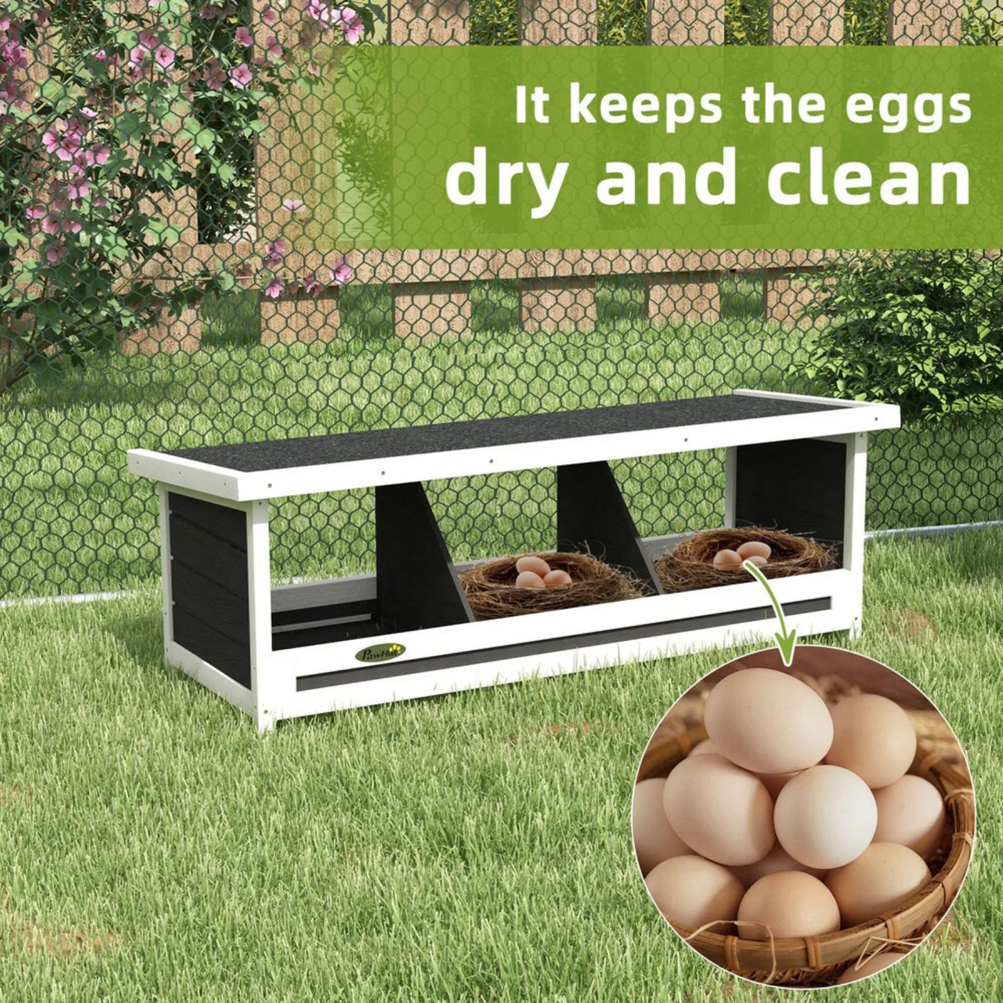 Wood Nesting Boxes 3 Hole Egg Laying Box with Roof