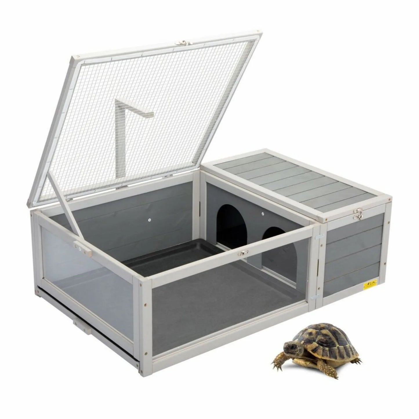 US Wooden Tortoise House Flip-Top Turtle Enclosure Reptile Cage