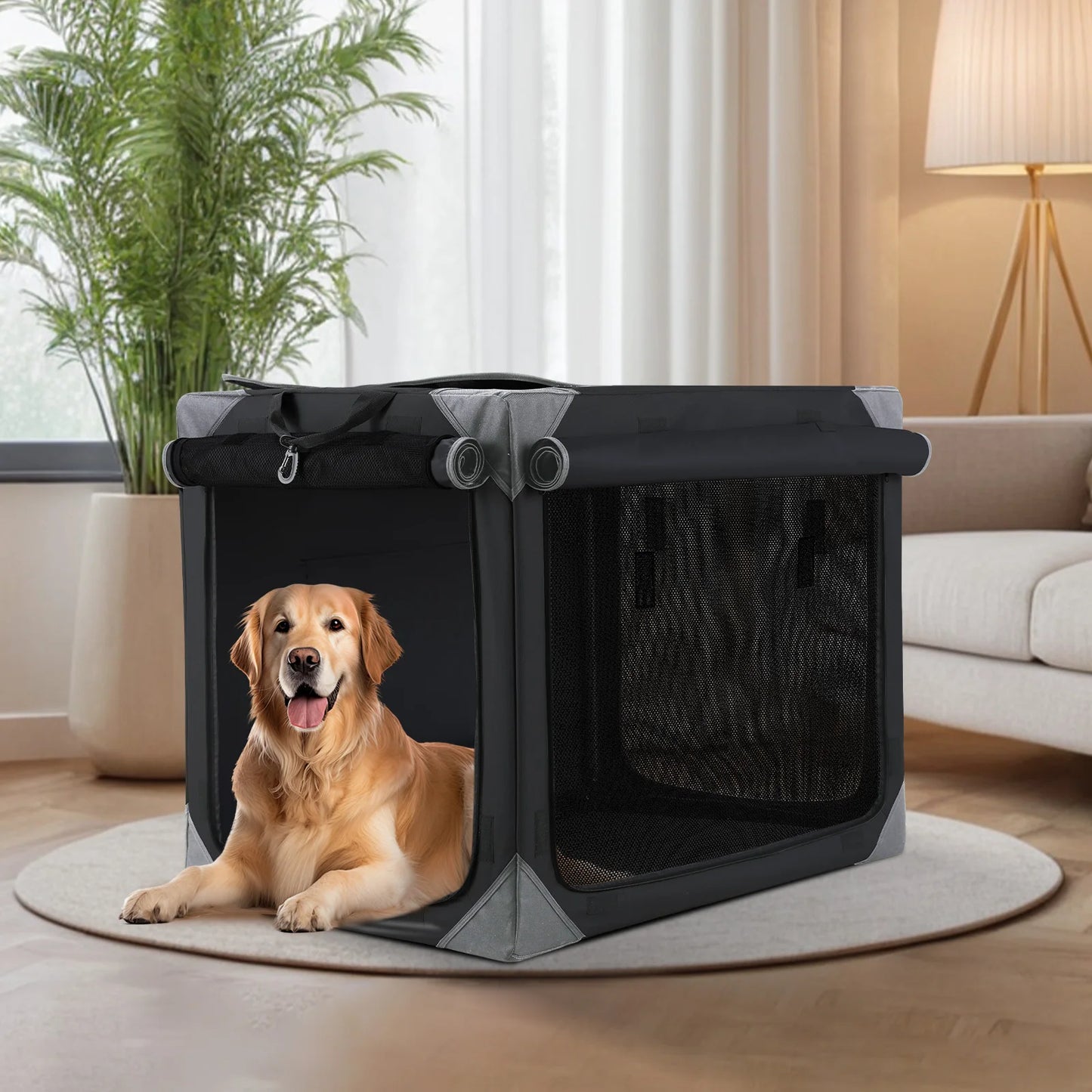 Collapsible Dog Crate, 42" Outdoor Travel Dog Crate