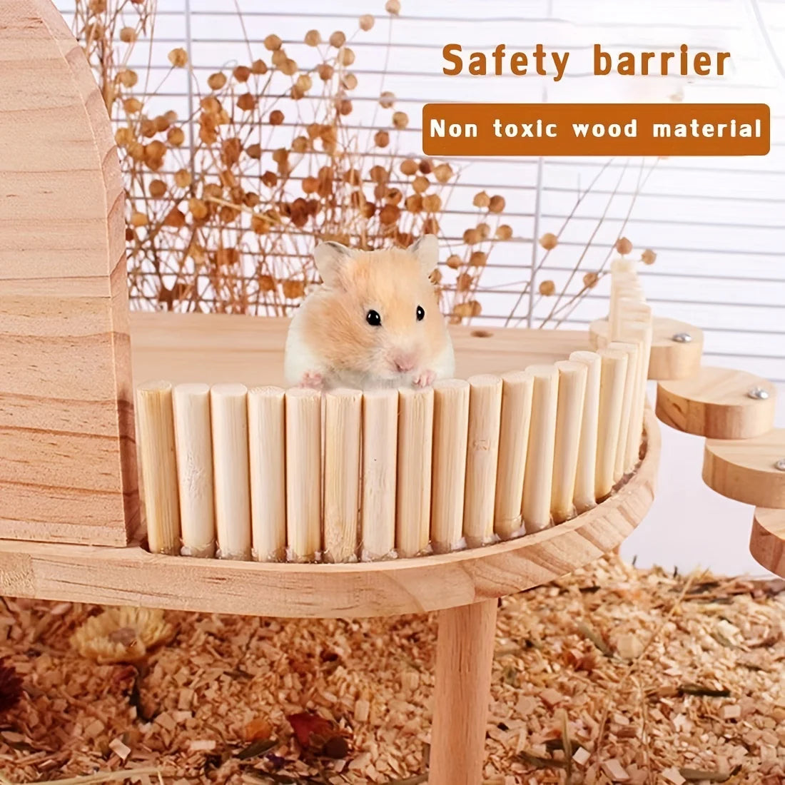 Wooden hamster toy platform and ladder