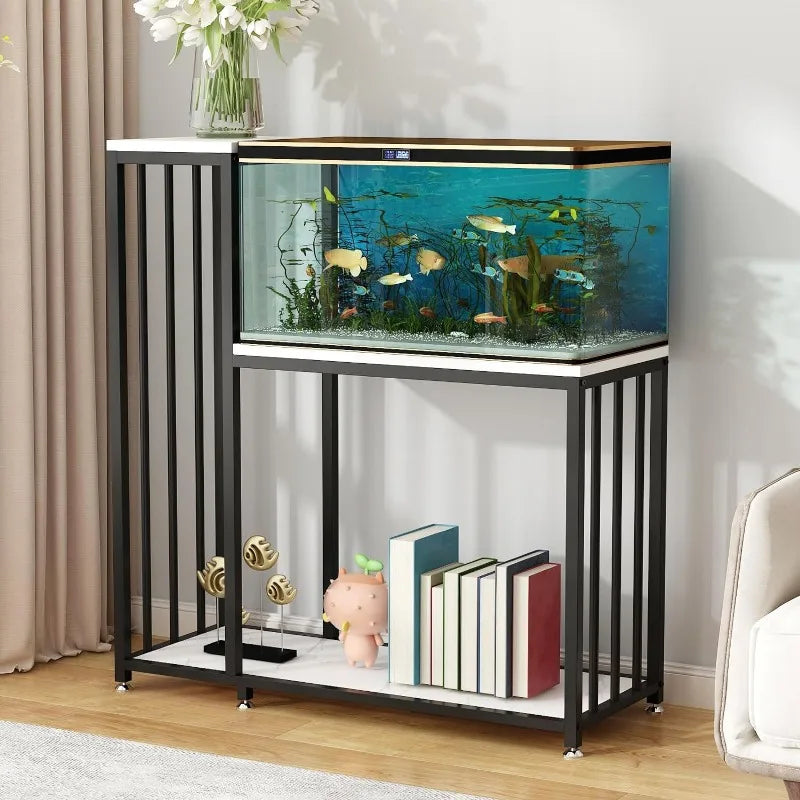 29 Gallon Fish Tank Stand, Metal Aquarium Stand with Shelves