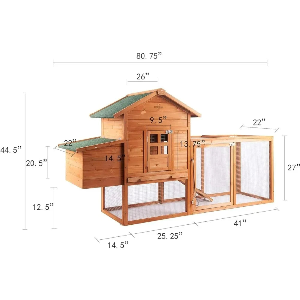 Large Waterproof Outdoor Wooden Chicken House with Nesting Box