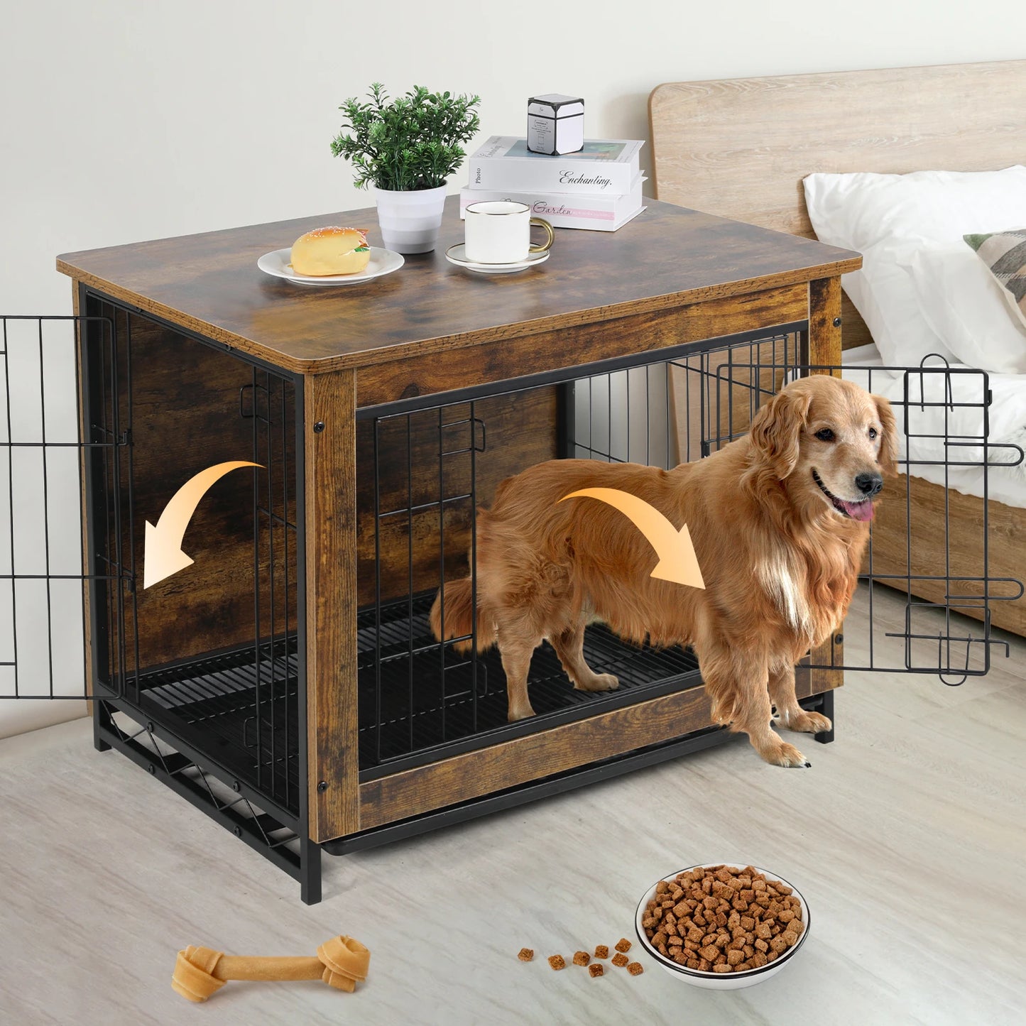 Heavy-Duty Dog Cage w/Pull-Out Removable Tray