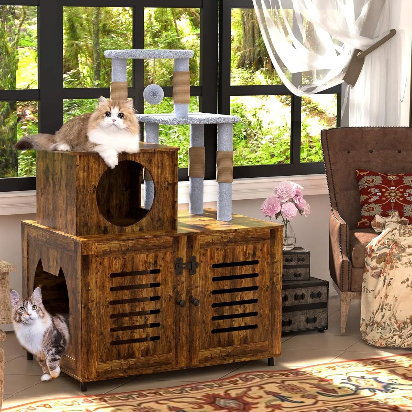 Modern Wooden All-in-one Cat Litter Cabinet