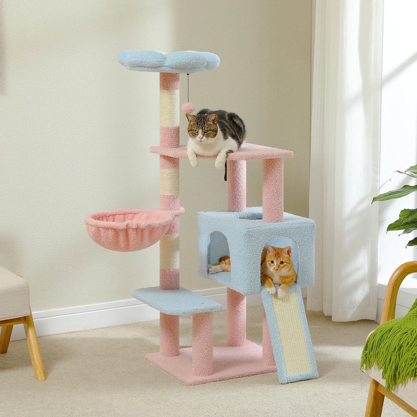 Multi-Level Cat Tower with Covered Scratching Posts