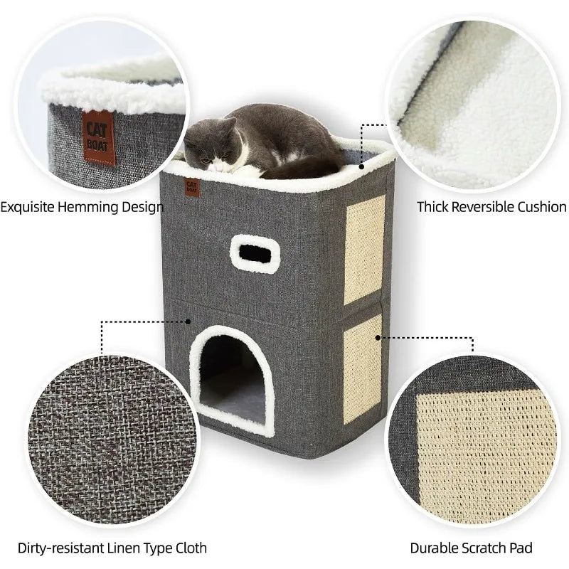 2-Story Cute Modern Cat Condo