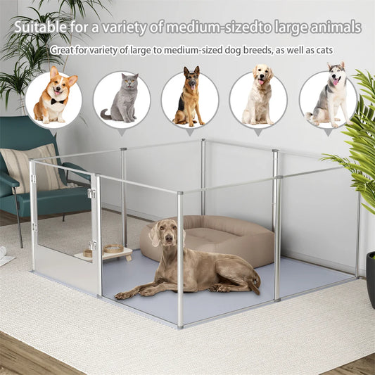 Unique Clear Acrylic Dog Playpen with Waterproof Floor Pad