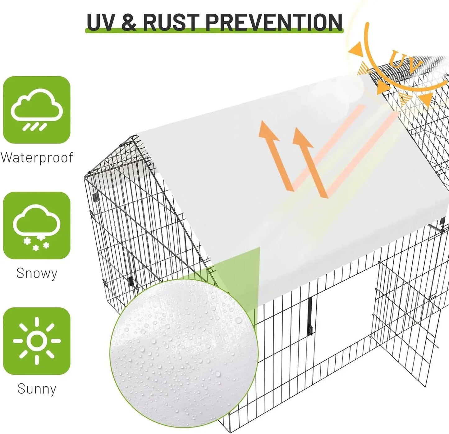 Metal Chicken Run with Waterproof Cover